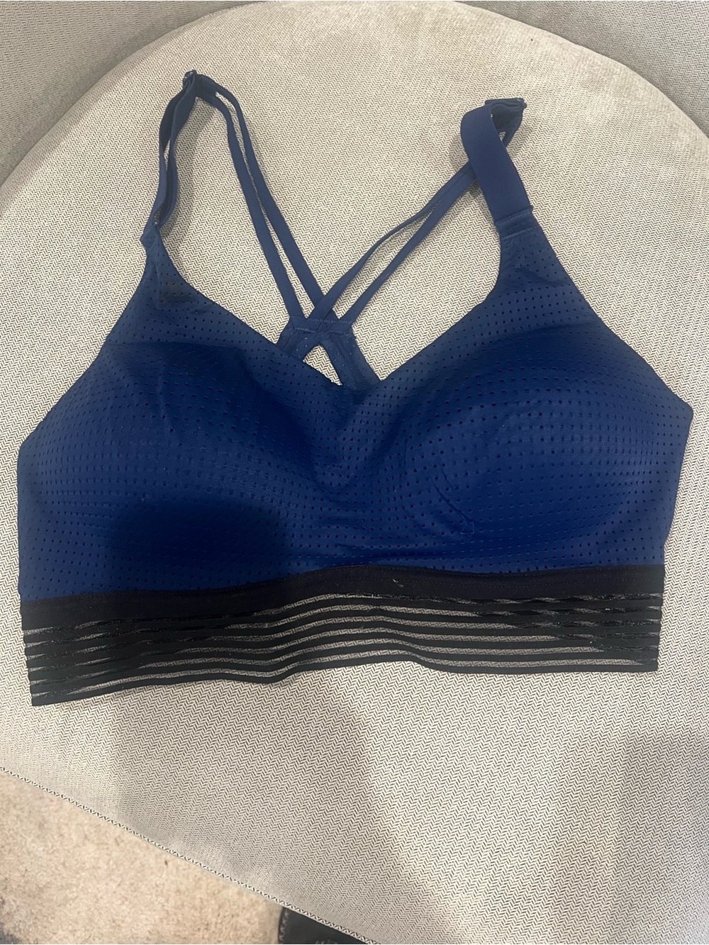 Wireless Strappy Bralette in Deep Navy with Sheer Stripe Underband